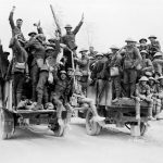 Jubilant Canadian soldiers return to their billets after the Battle of Vimy Ridge, May 1917. Photo by Biblio Archives. Flickr.